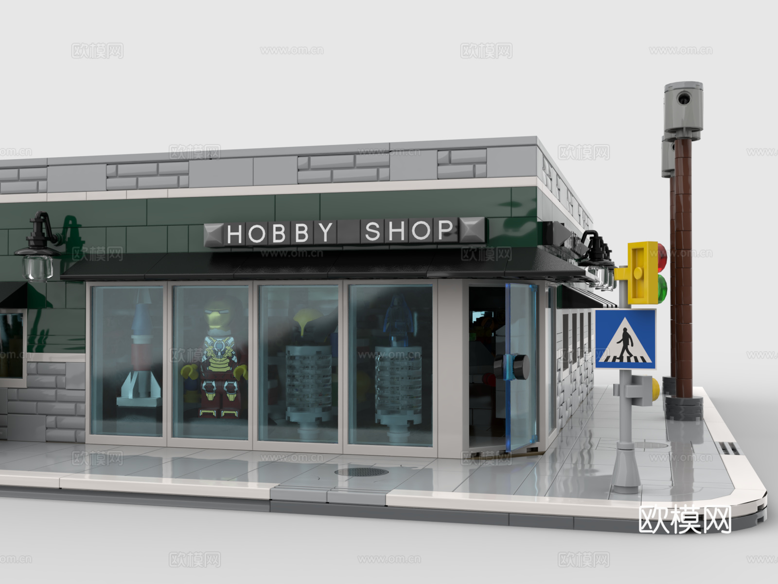 乐高 LEGO 玩具 积木 店铺 商铺 街道 建筑3d模型