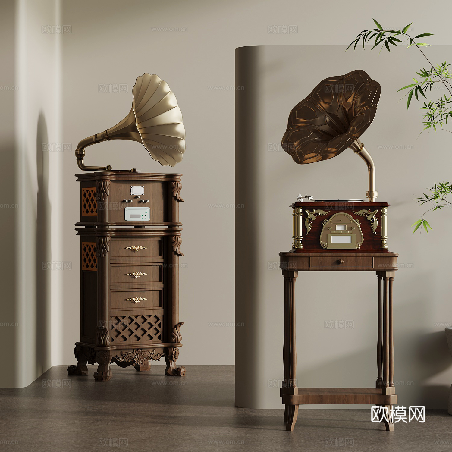 乐器 法式中古留声机 音响3d模型