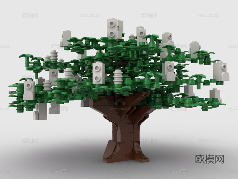乐高 LEGO 玩具 积木 树木 绿化 植物 七叶树3d模型下载(渲染图1)