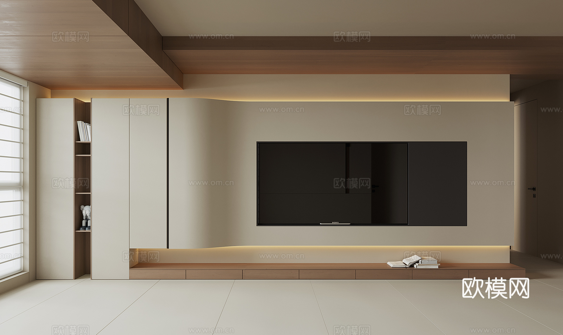 现代电视背景墙3d模型下载