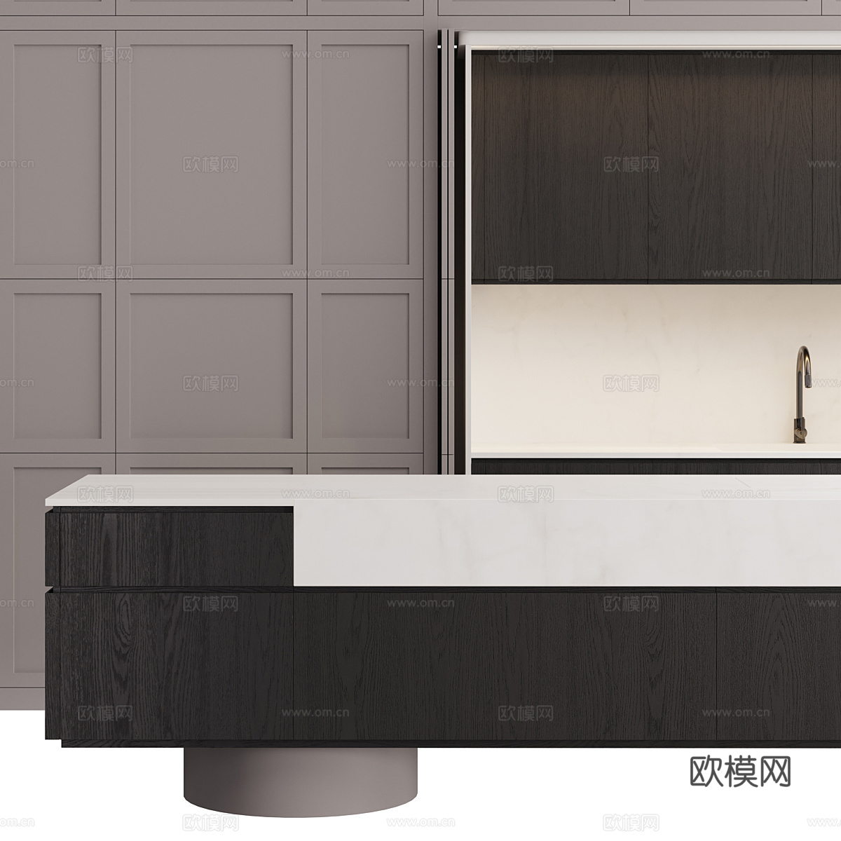 现代意式极简橱柜3d模型