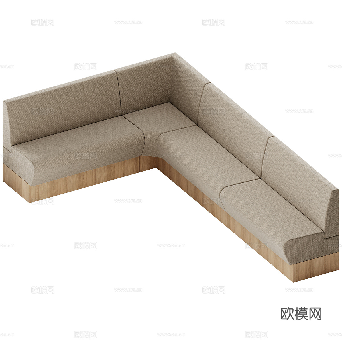 新中式布艺木质卡座沙发3d模型