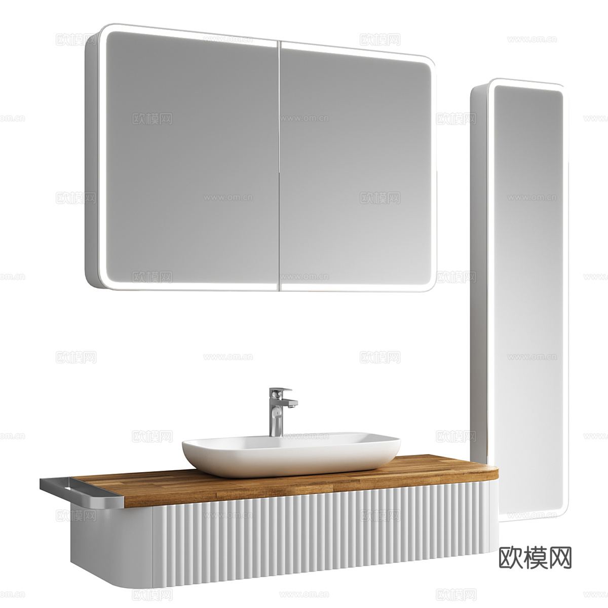 现代浴室柜 台盆柜 镜柜3d模型