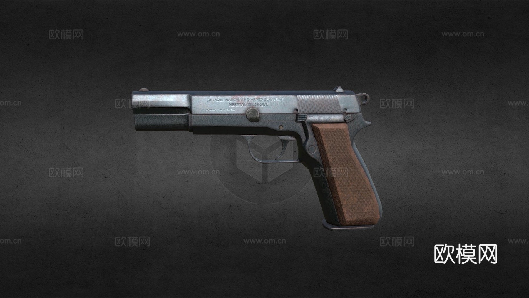 复古勃朗宁大威力手枪游戏资产3d模型