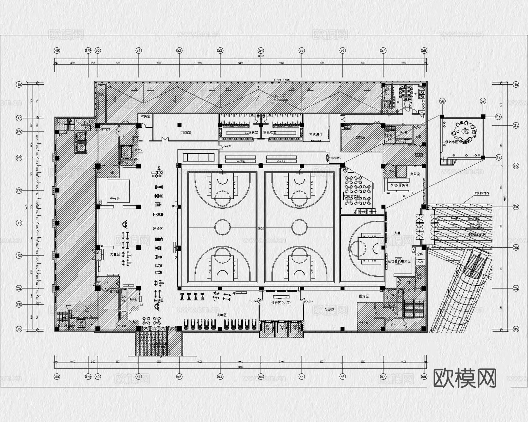 体育馆 体育馆建筑 体育场 游泳馆 篮球馆 运动中心cad施工图