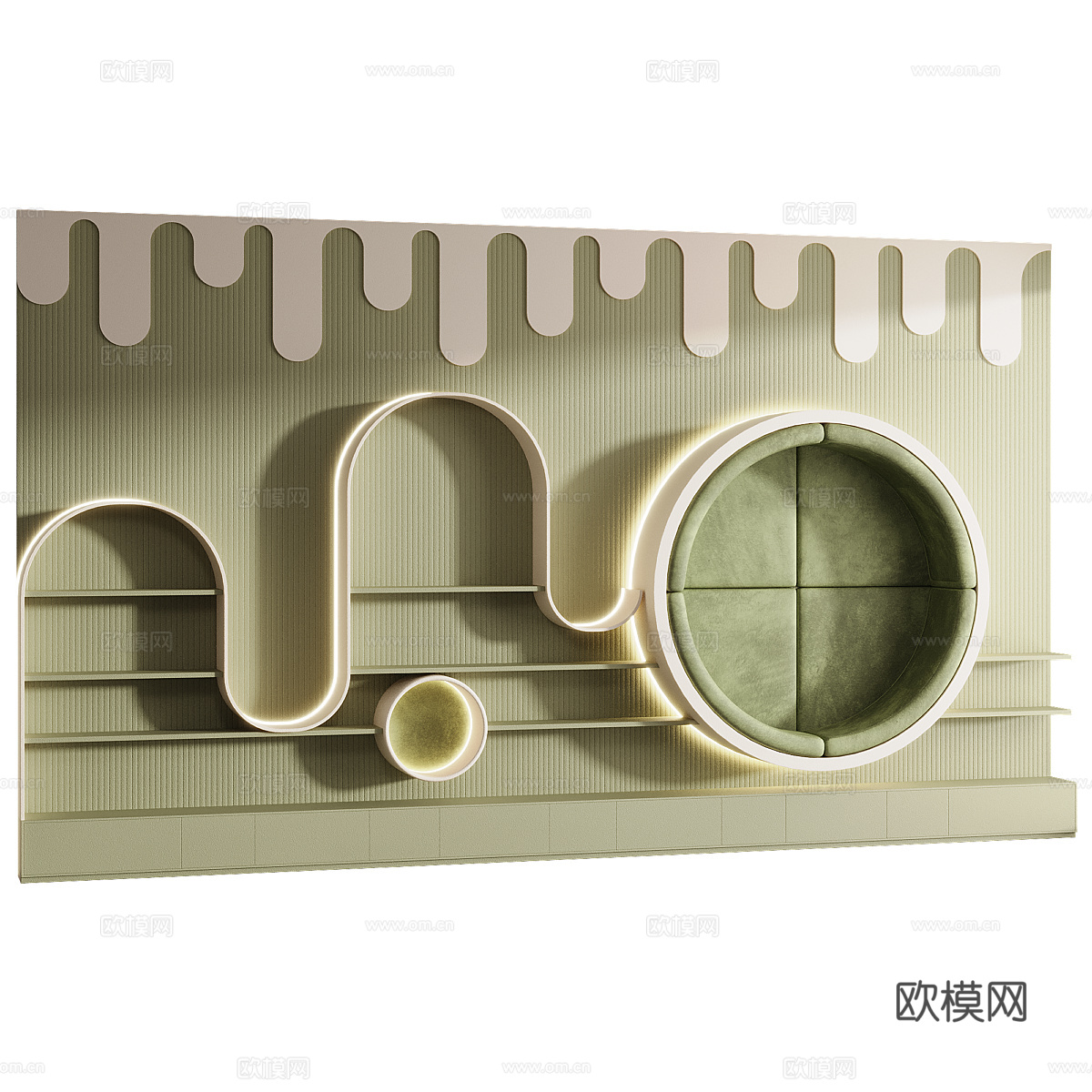现代奶油风儿童展柜 儿童书柜 儿童装饰柜3d模型