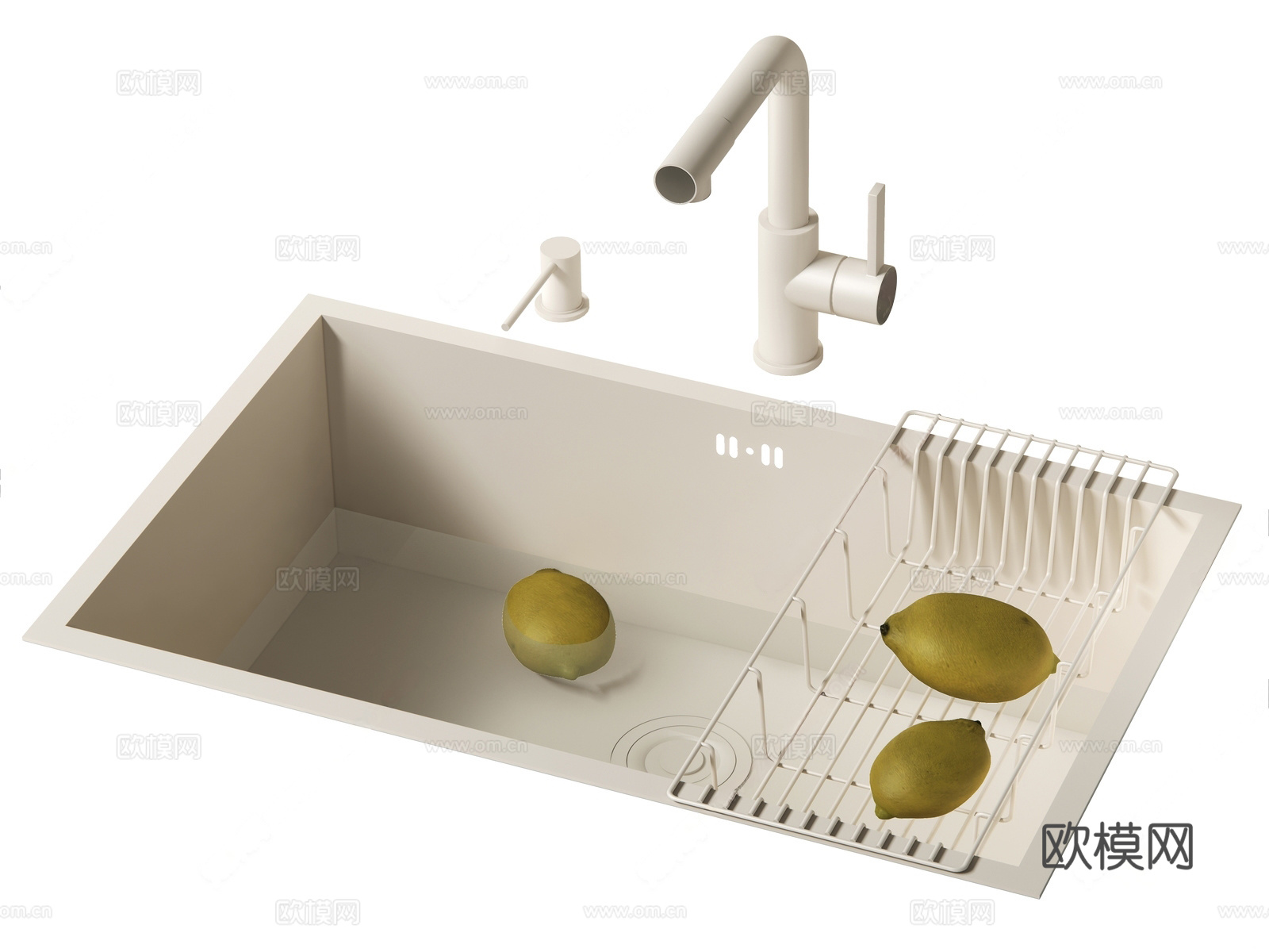 现代奶油风水槽 洗菜盆 水槽3d模型