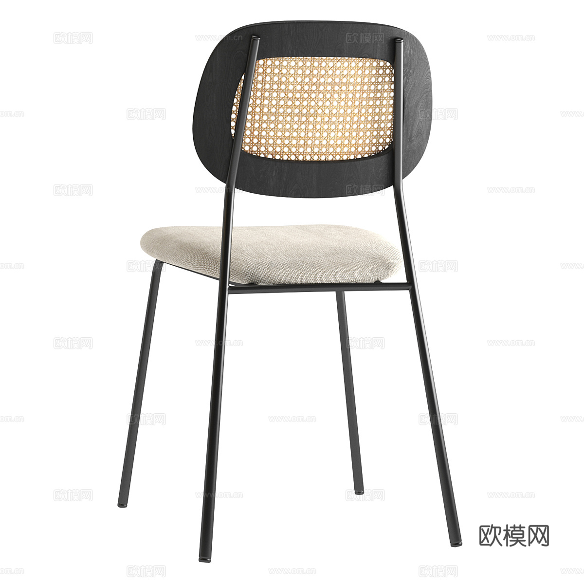 新中式侘寂不锈钢藤编单椅3d模型