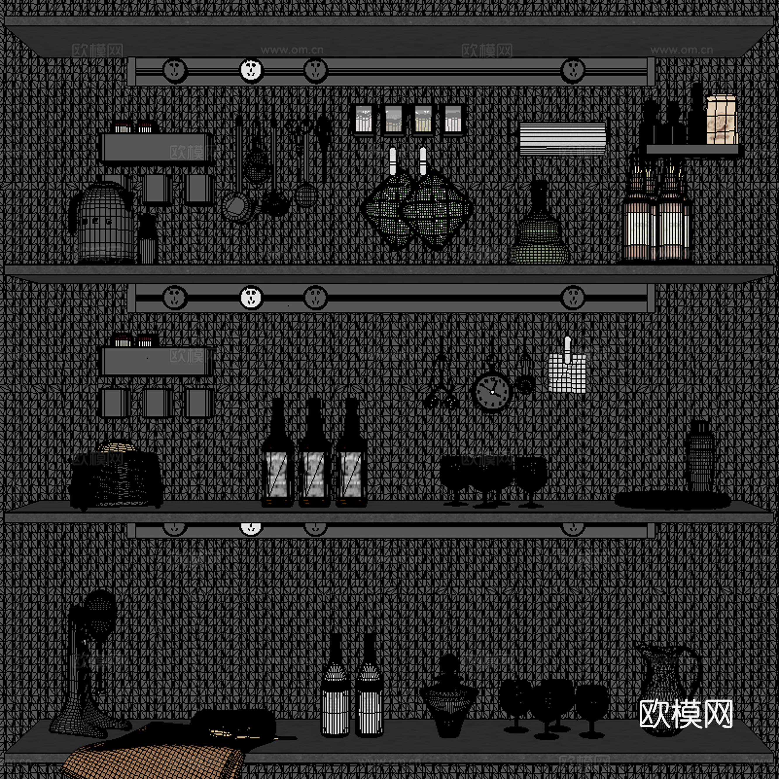 厨房用品 酒水su模型