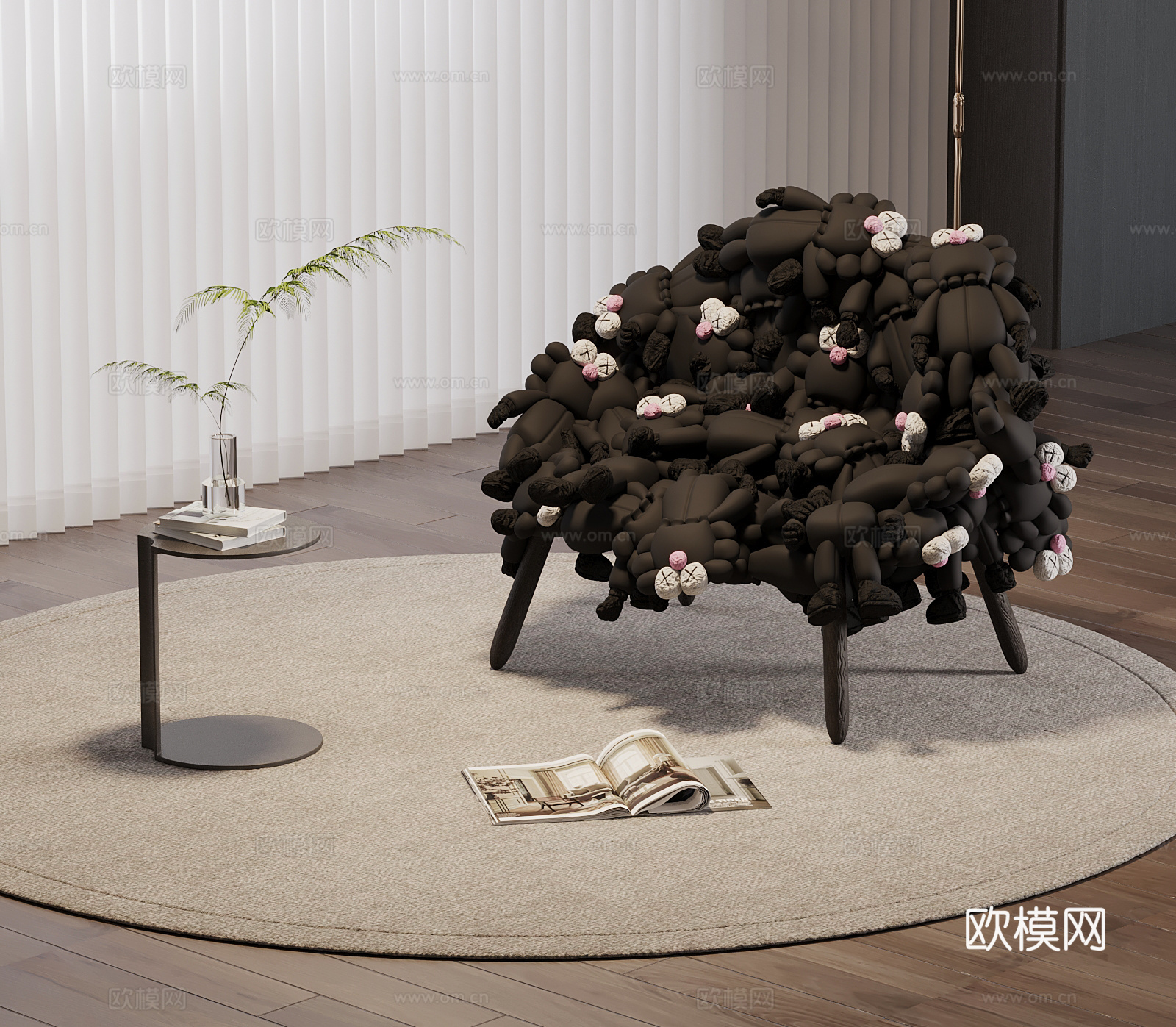 休闲椅 现代潮玩休闲椅 茶几3d模型