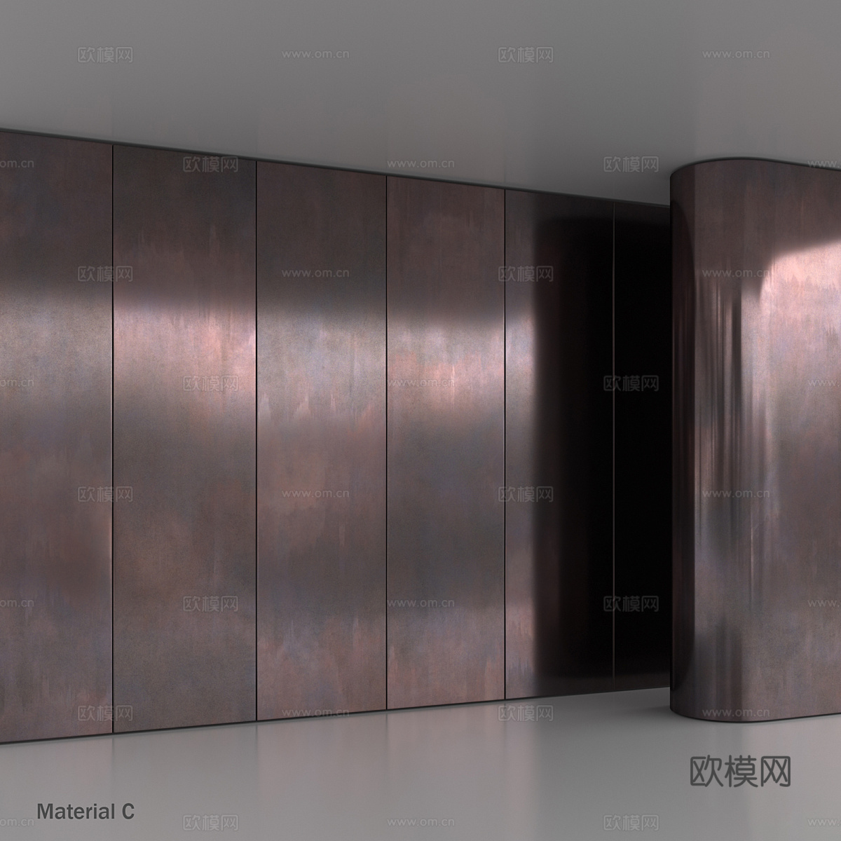 新中式做旧金属 铜板3d模型