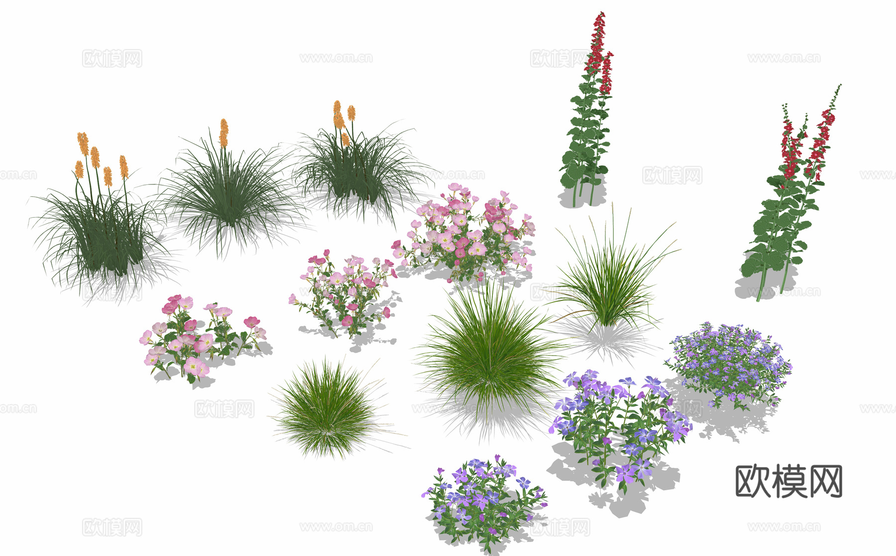 花丛花卉 绿植 花卉 草丛su模型