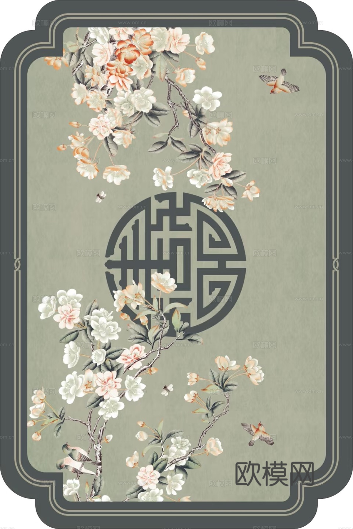 中式花纹入户地毯