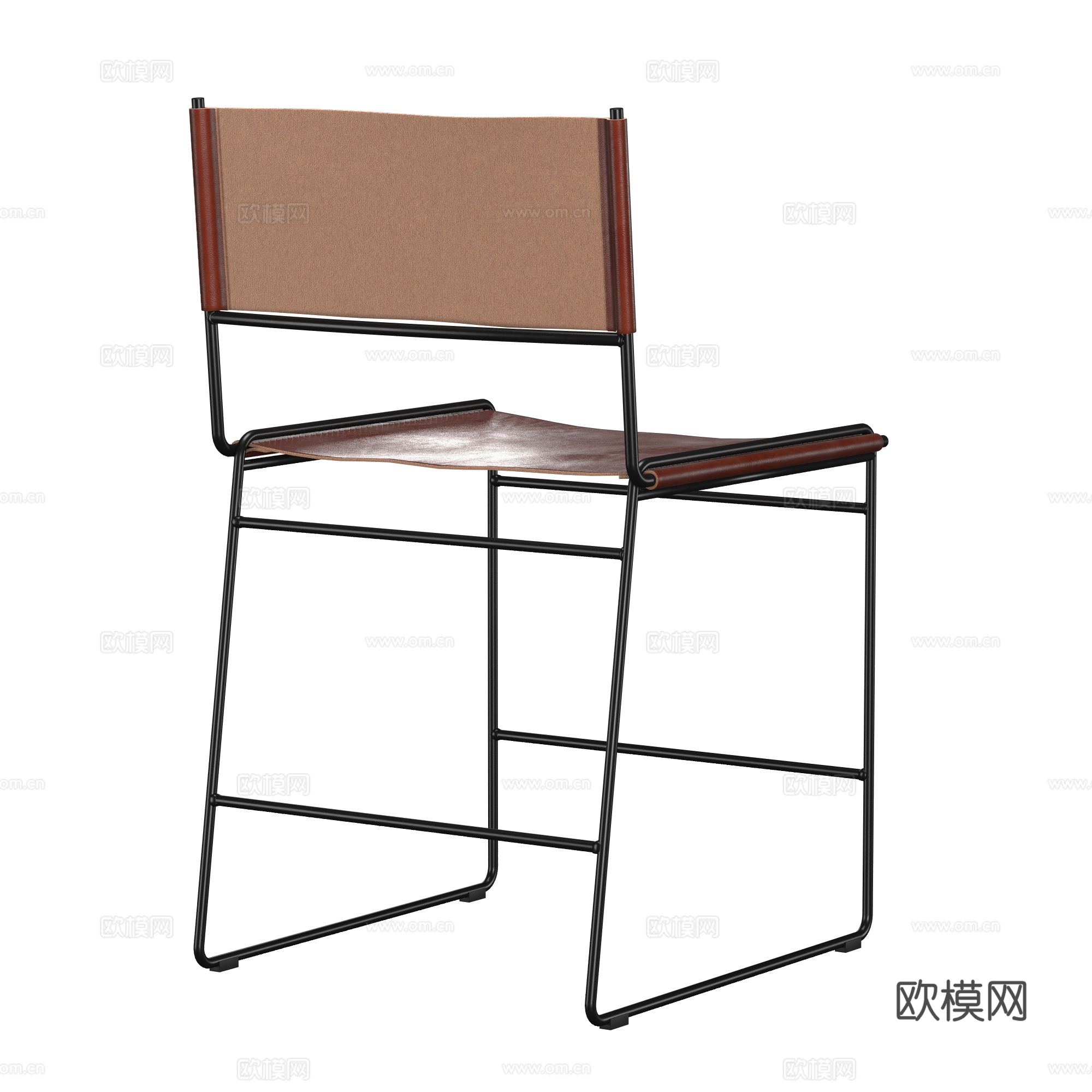 现代极简不锈钢皮椅3d模型