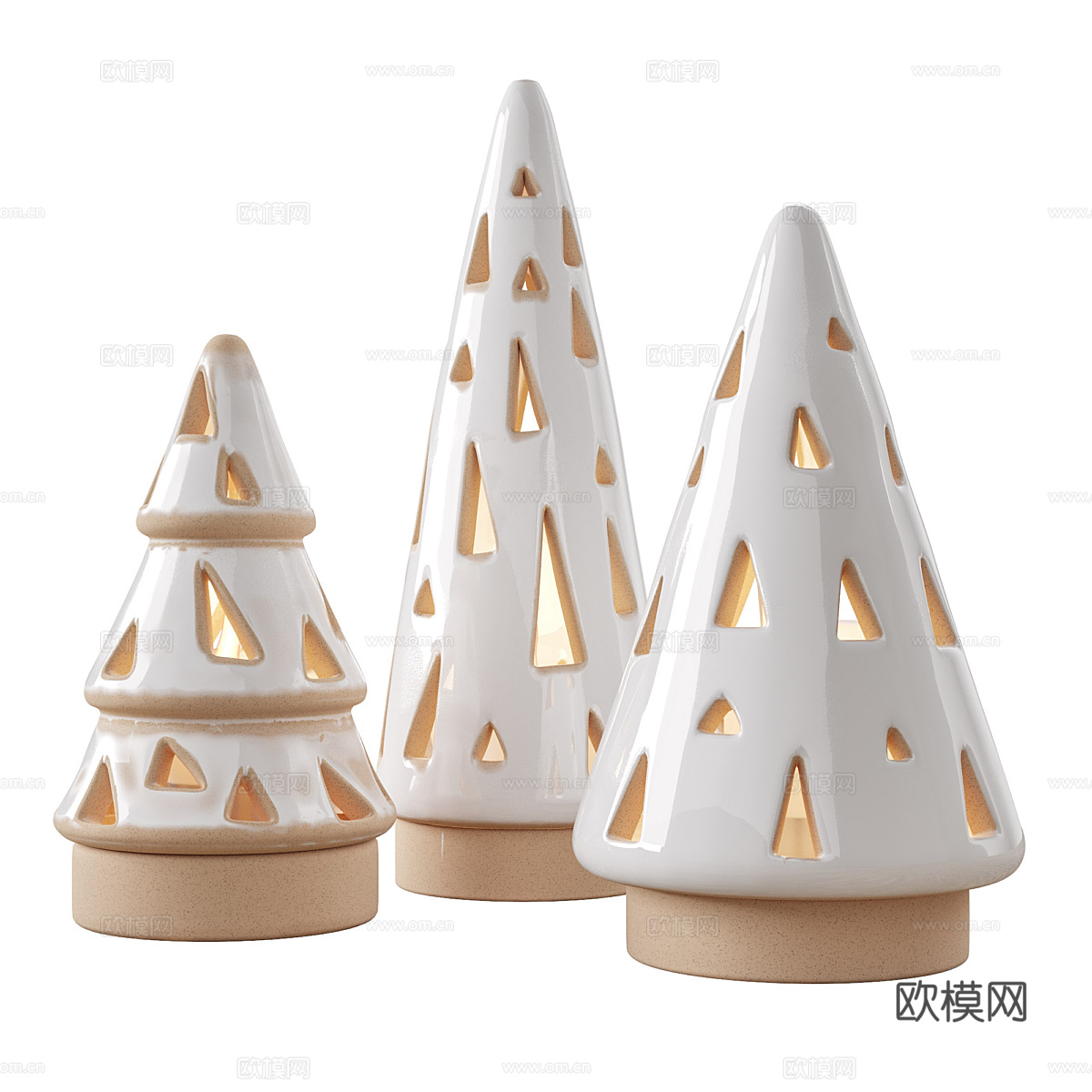 现代奶油风儿童圣诞陶瓷装饰灯3d模型