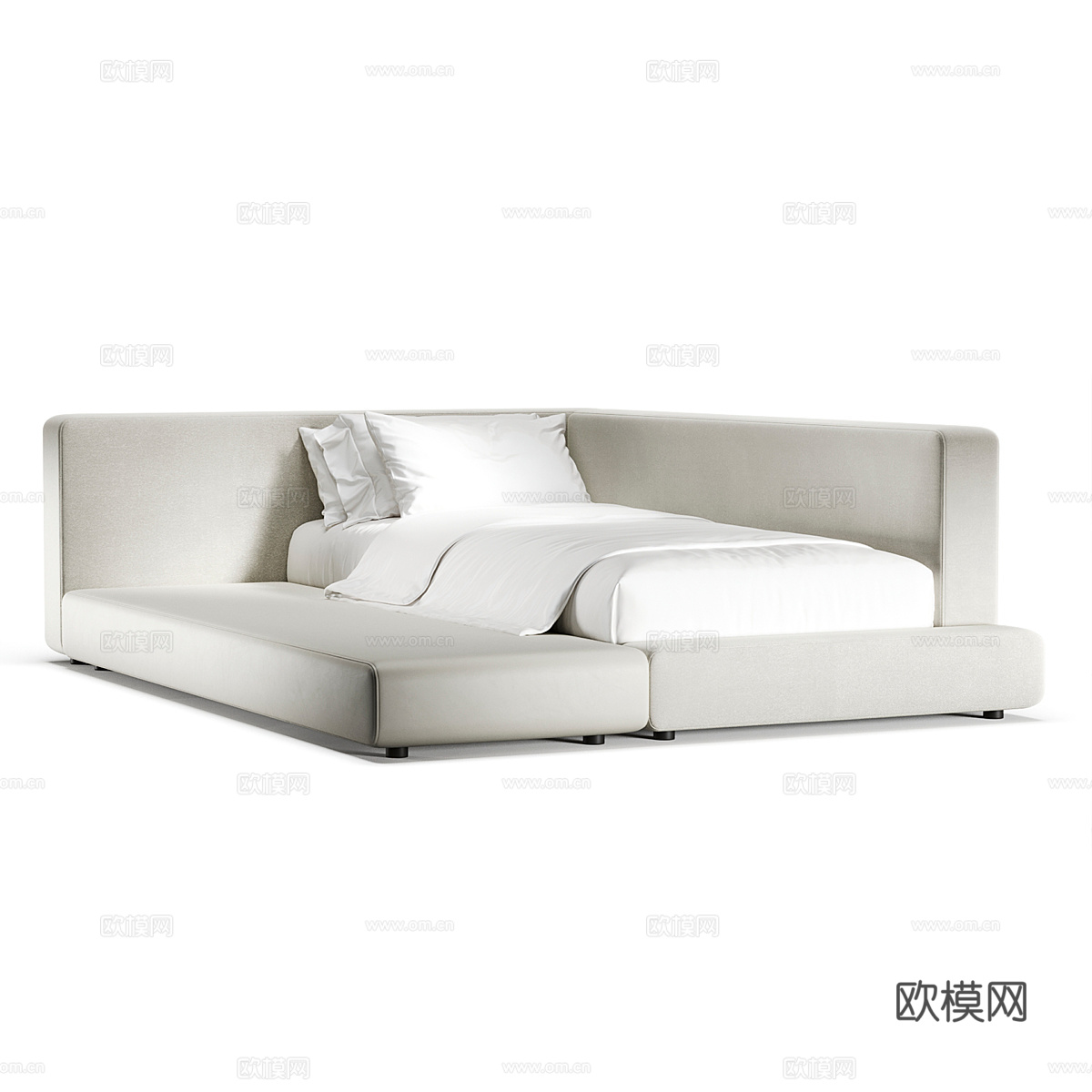 现代简约单人床 单人床 简约床 卧室床 抱枕3d模型