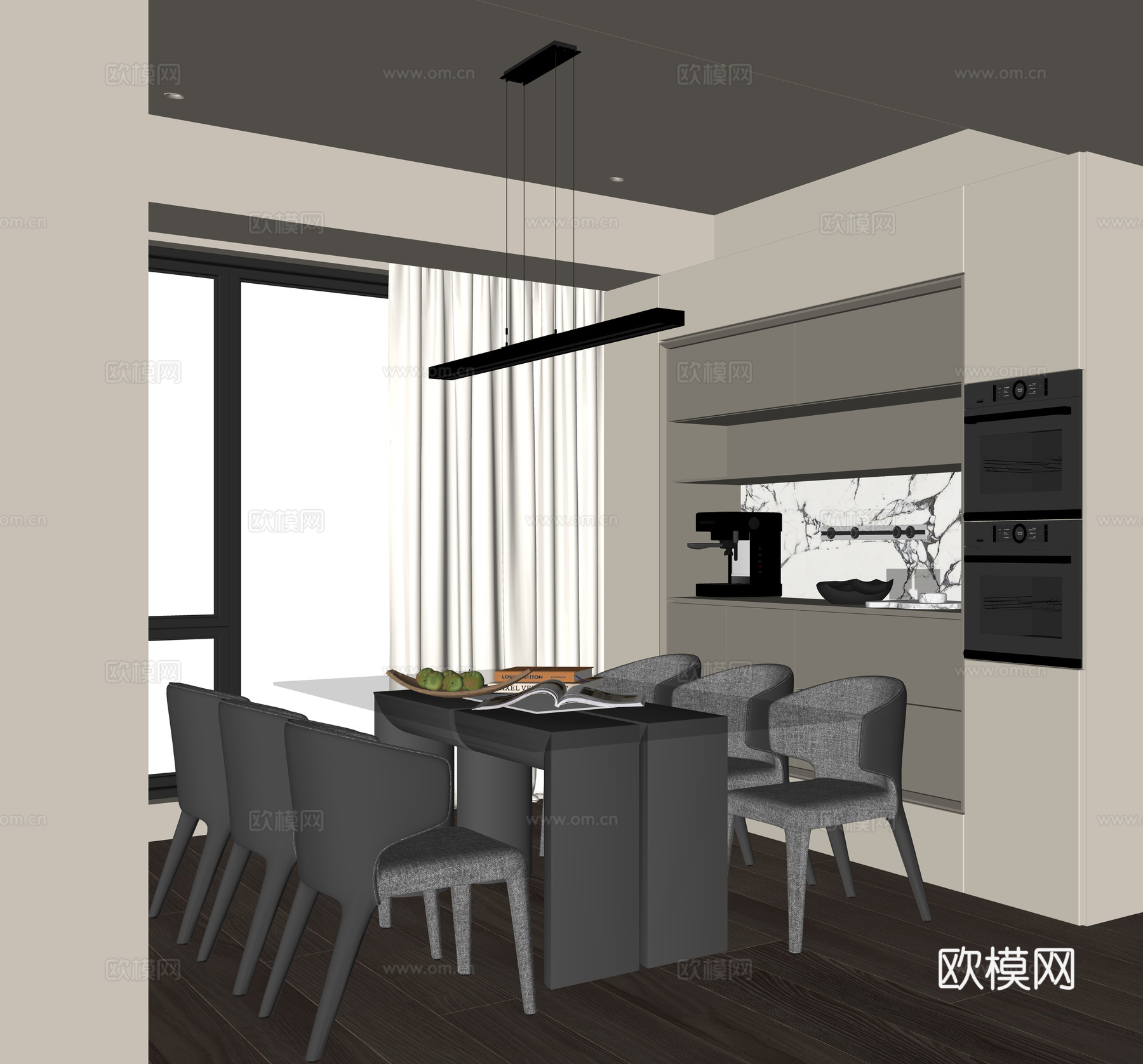 现代家居餐厅su模型