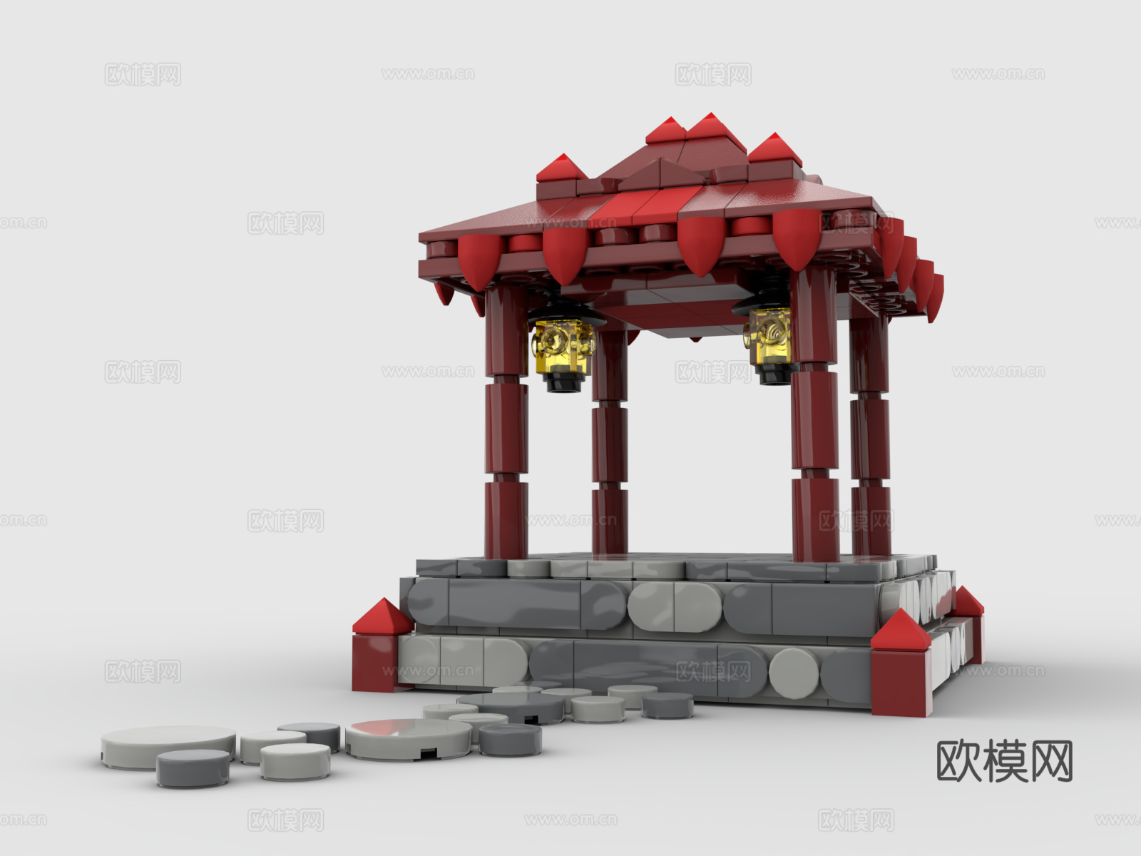 乐高 LEGO 玩具 积木 凉亭 小亭子3d模型