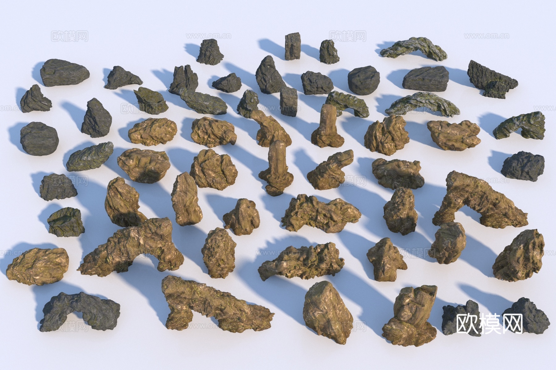 现代庭院石头造景3d模型