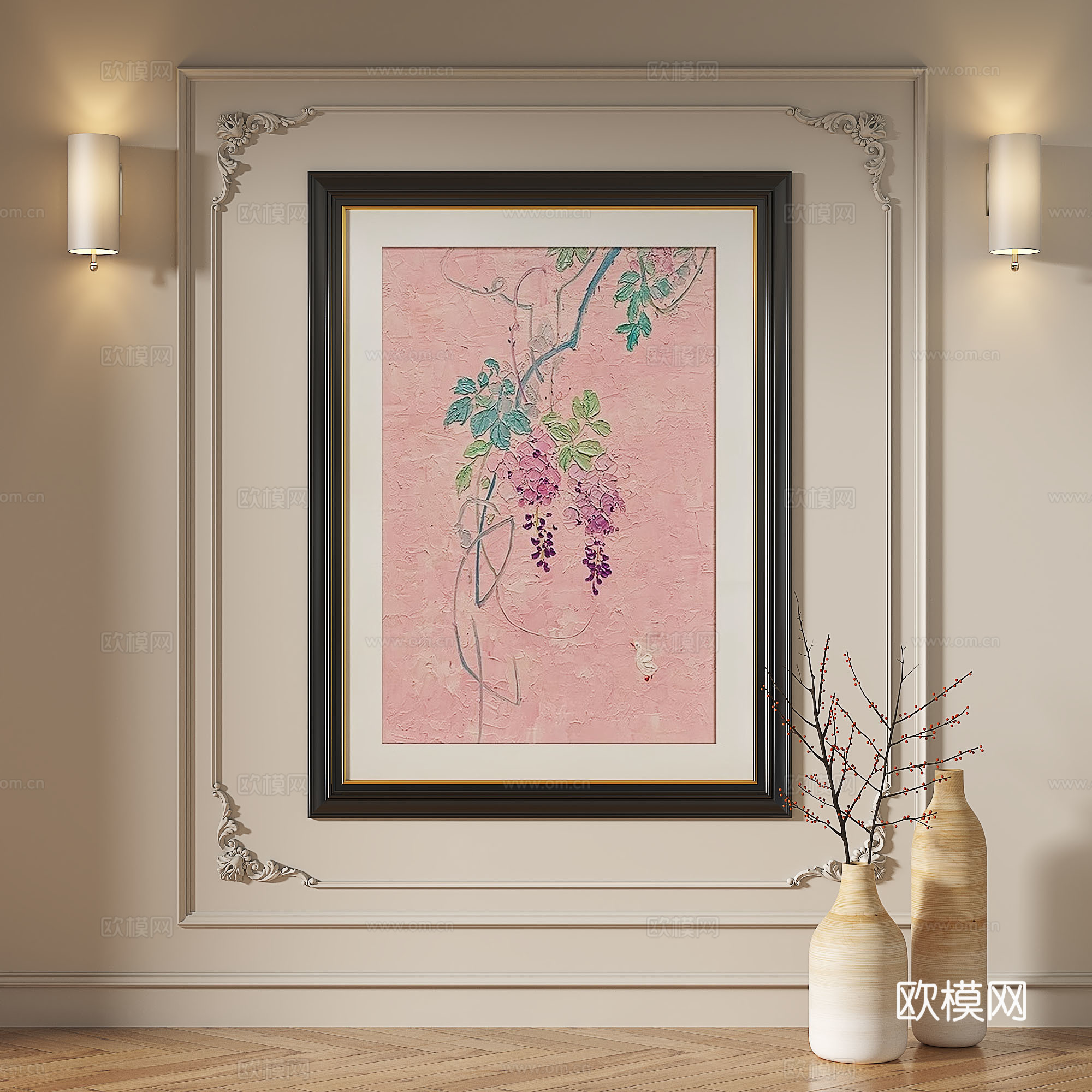 法式，复古，现代，欧式，中古，抽象，简约，轻奢，装饰画3d模型