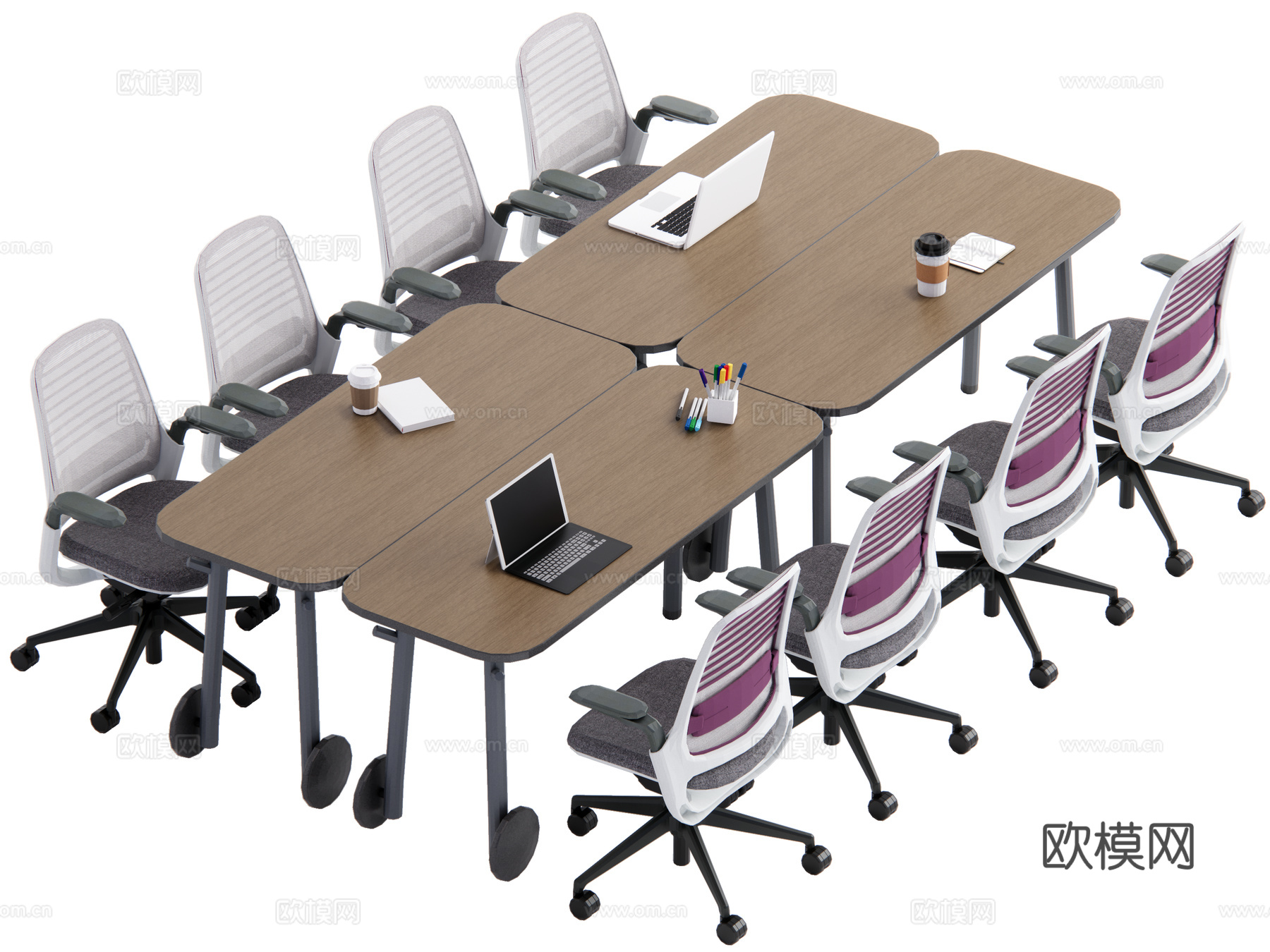 现代会议桌 办公桌椅su模型