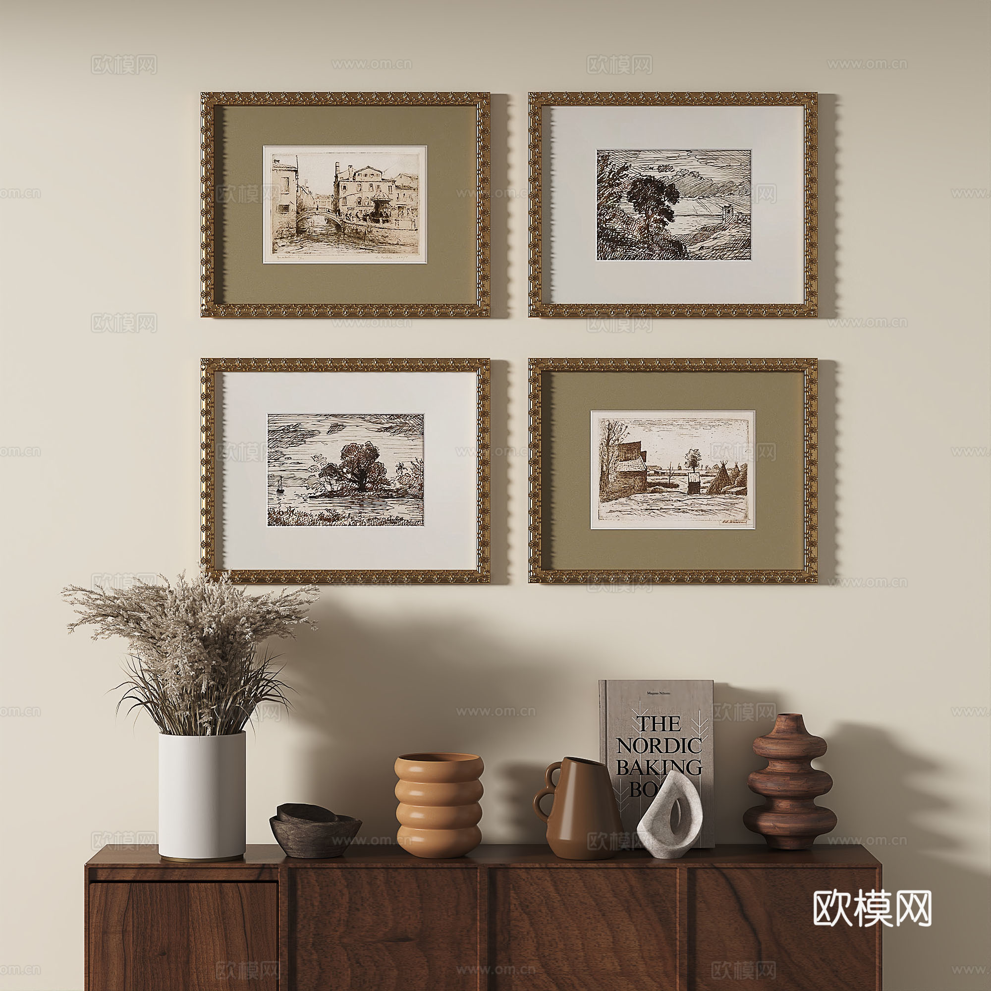 欧式，法式，古典，复古，轻奢，装饰画3d模型