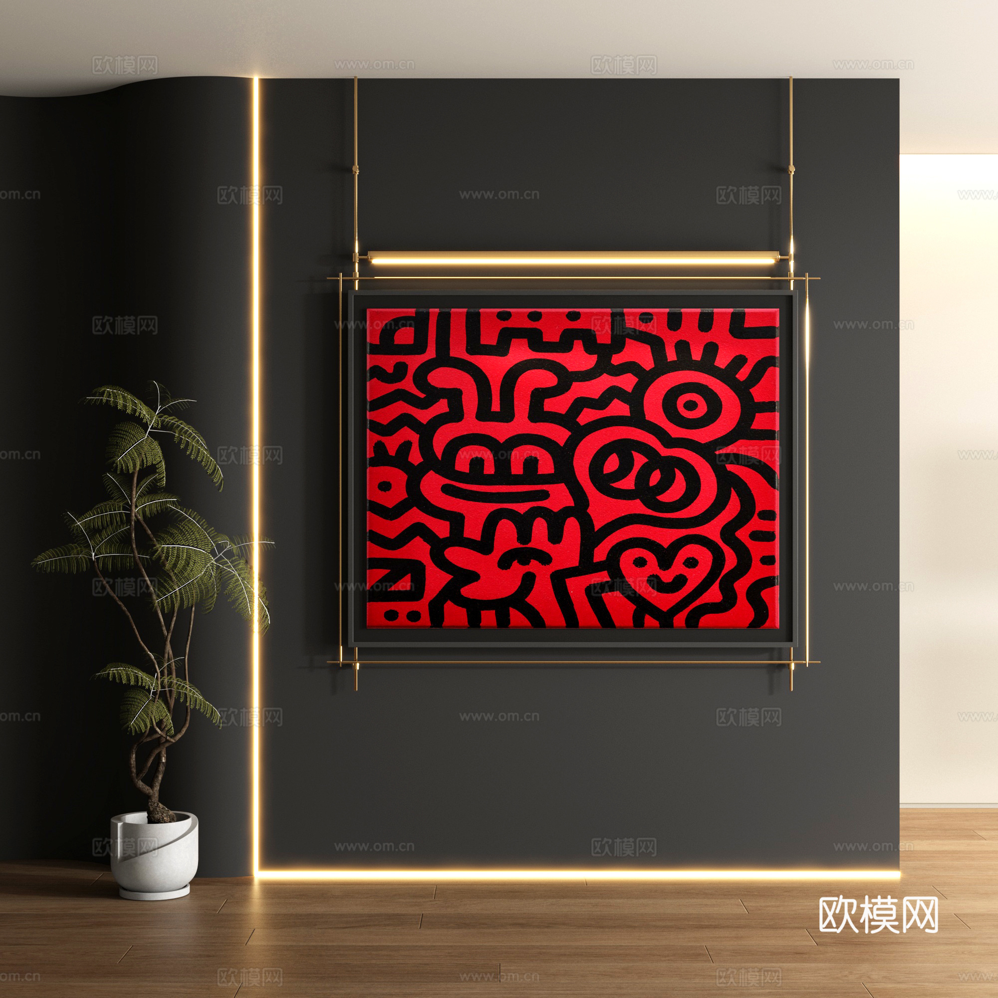 现代涂鸦装饰画3d模型