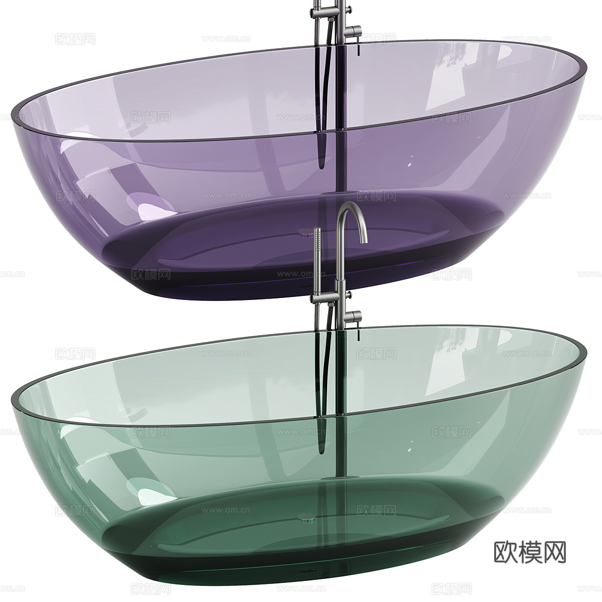现代极简玻璃浴缸 亚克力浴缸3d模型