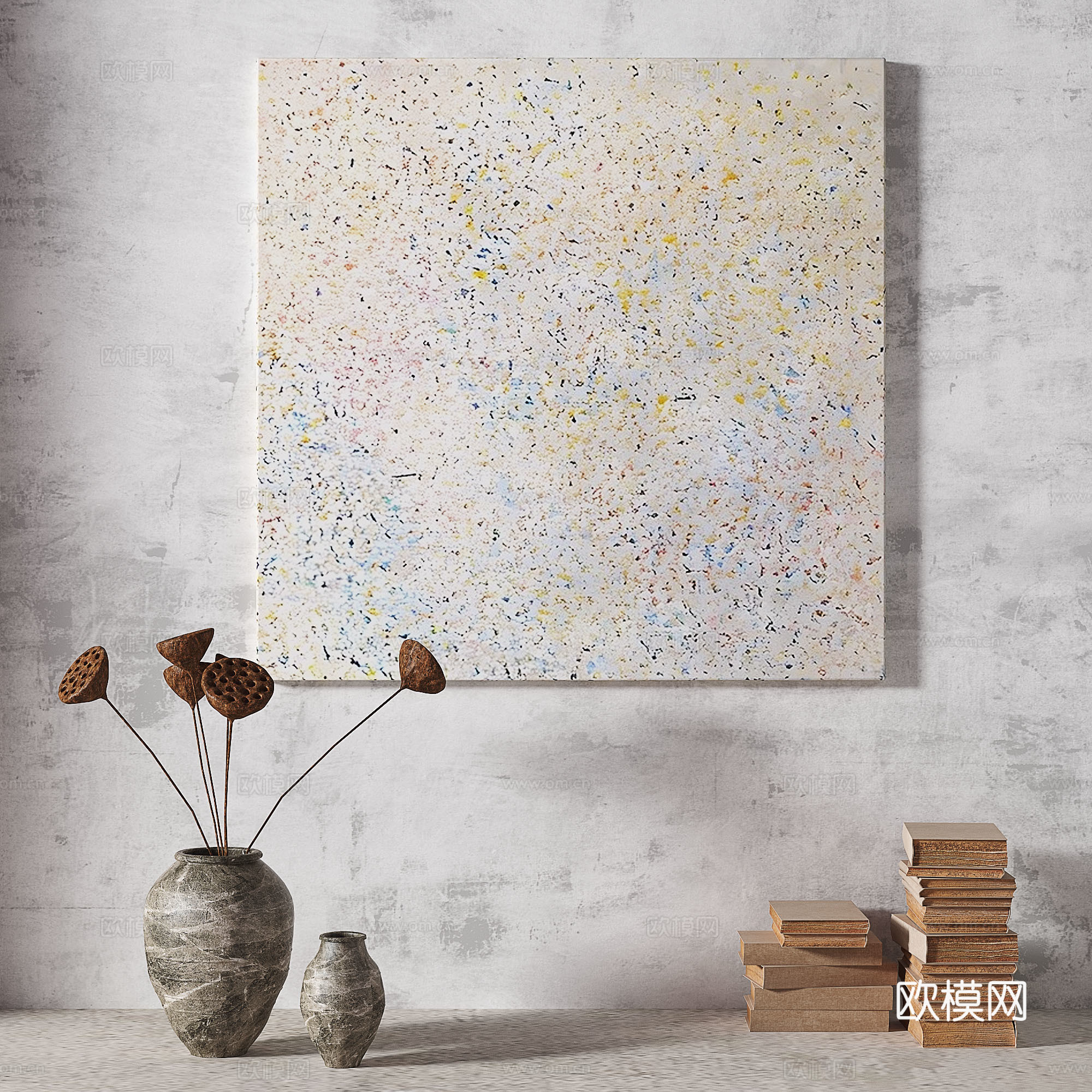 现代，侘寂，轻奢，复古，中古，简约，抽象，装饰画3d模型