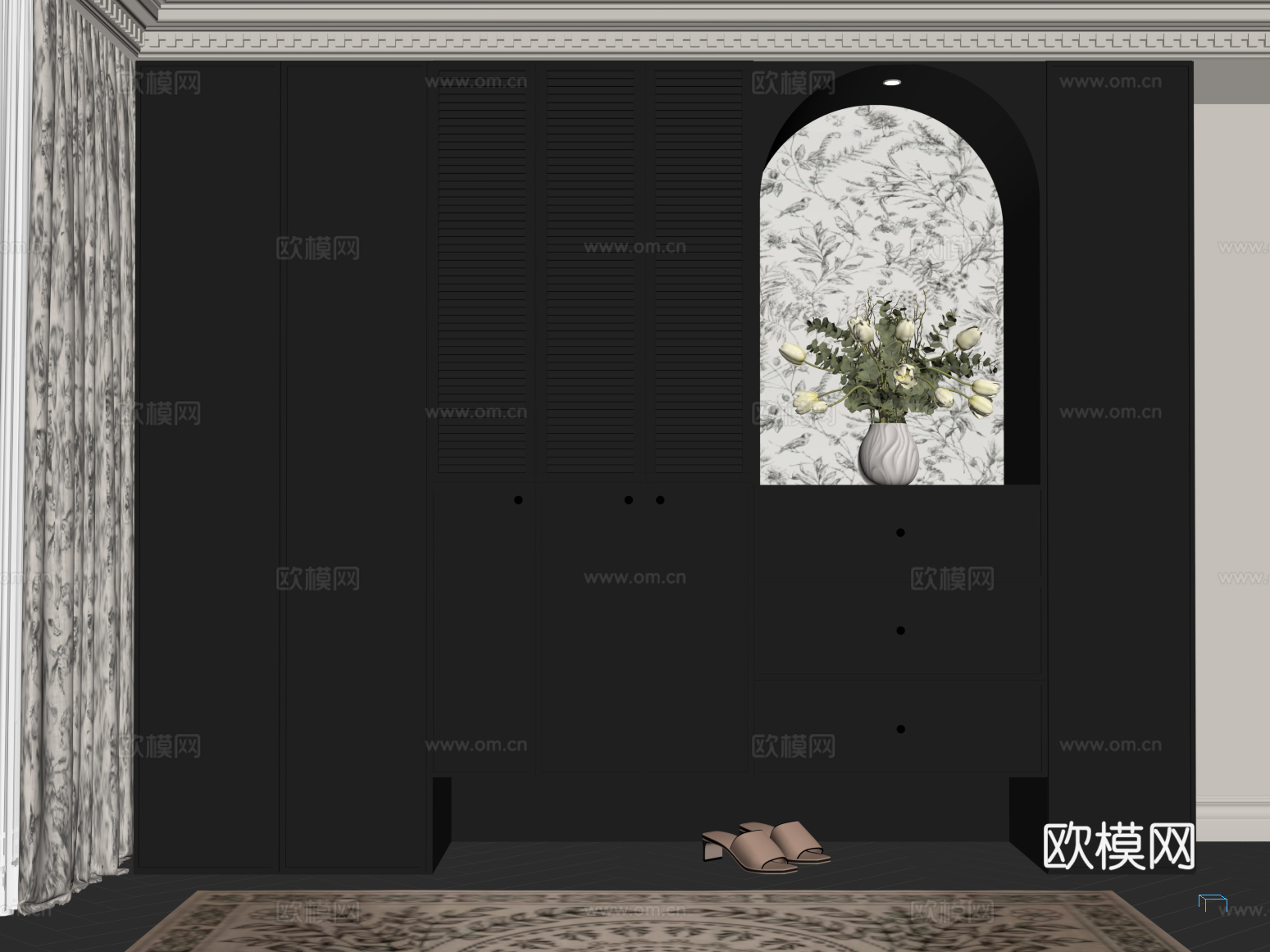 法式鞋柜 玄关鞋柜su模型