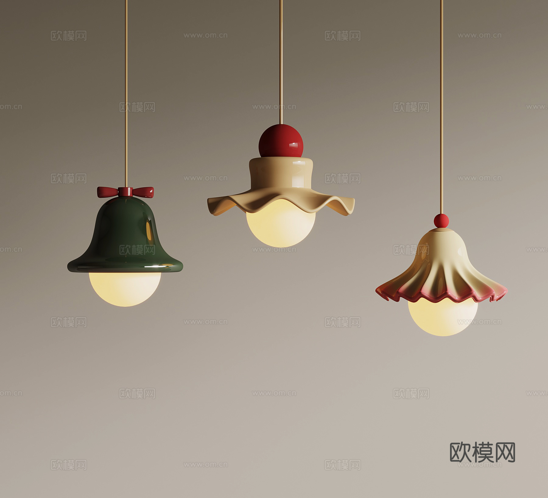 吊灯 现代奶油小吊灯3d模型