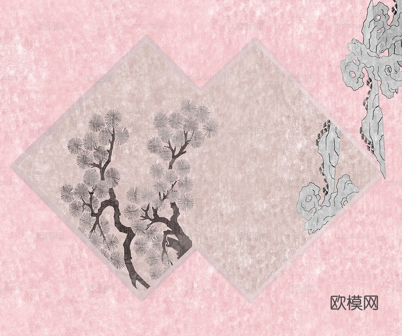 粉色松树云纹地毯