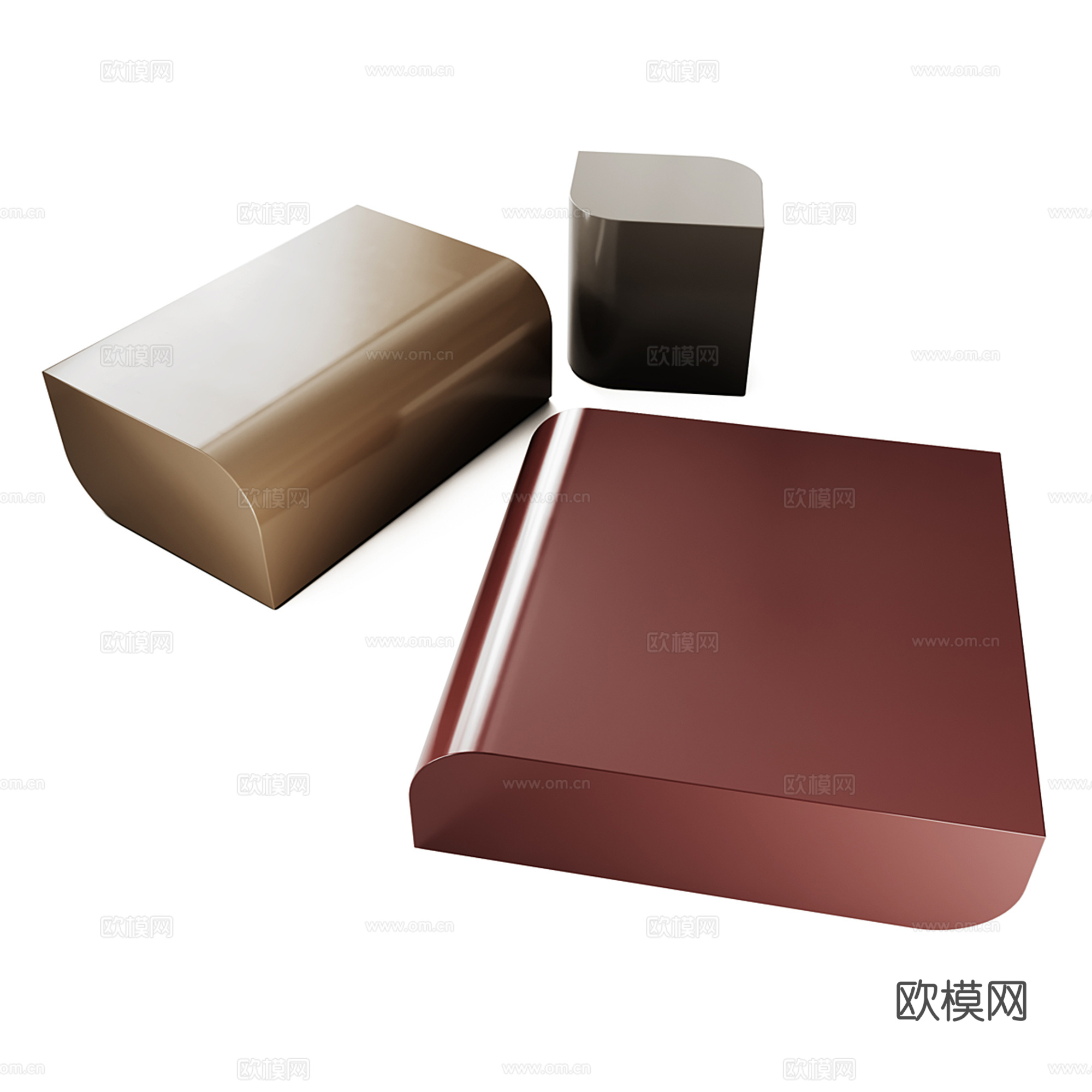 现代异形茶几组合su模型