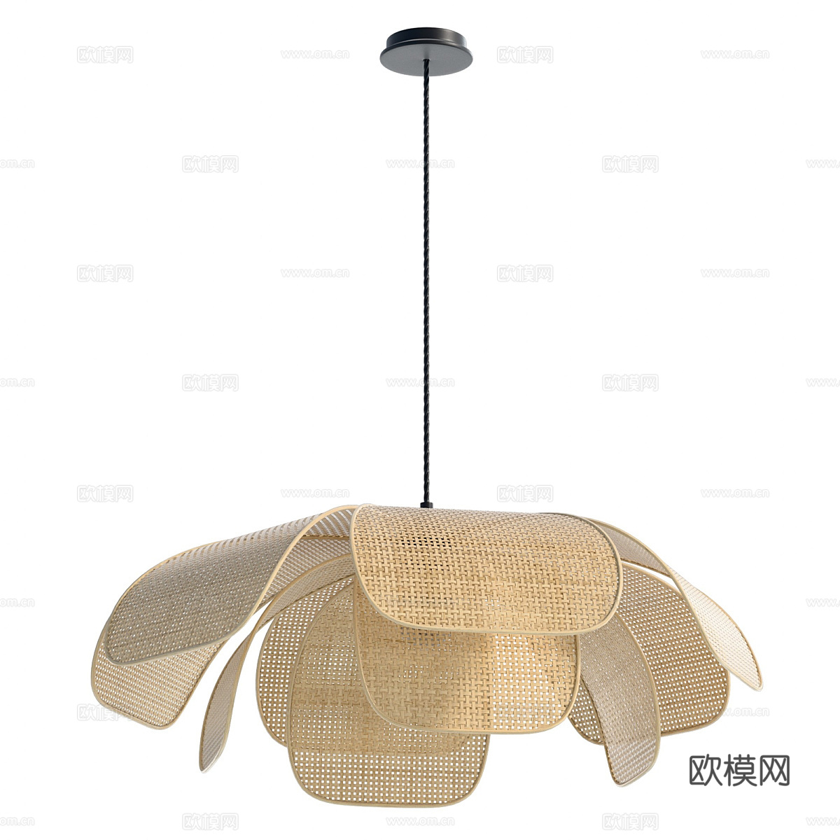 新中式藤编装饰吊灯3d模型