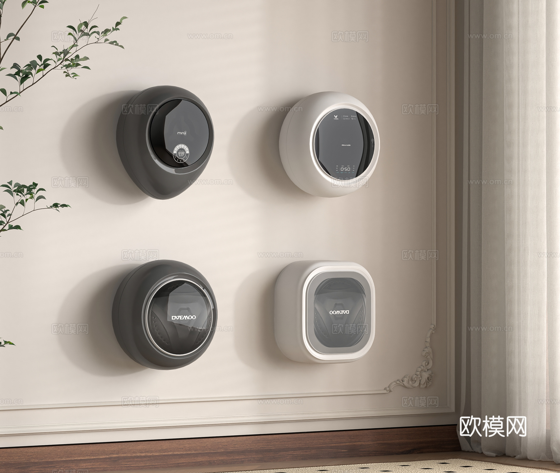 现代壁挂式洗衣机3d模型
