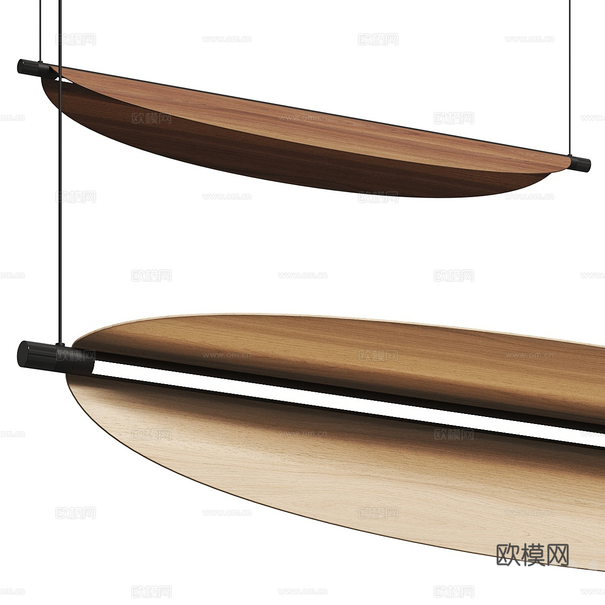 现代意式轻奢木质线性装饰吊灯3d模型