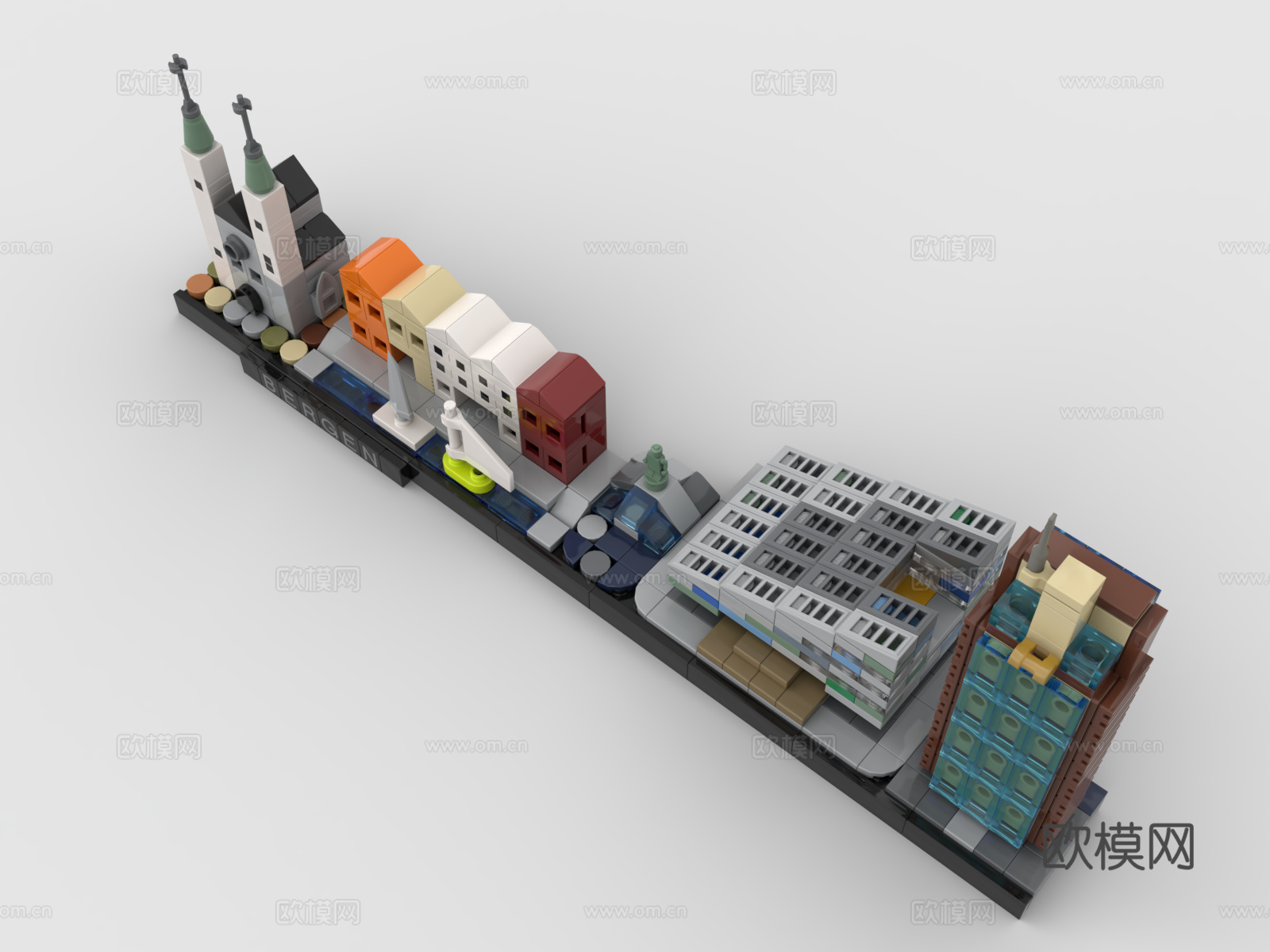 乐高 LEGO 玩具 积木 城市 天际线 卑尔根 Berge3d模型