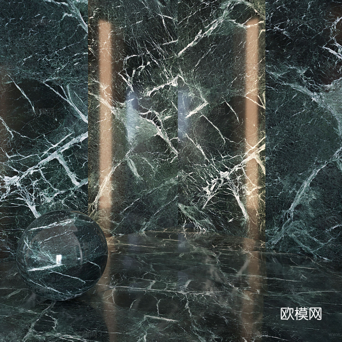 现代意式轻奢危地马拉绿色大理石3d模型