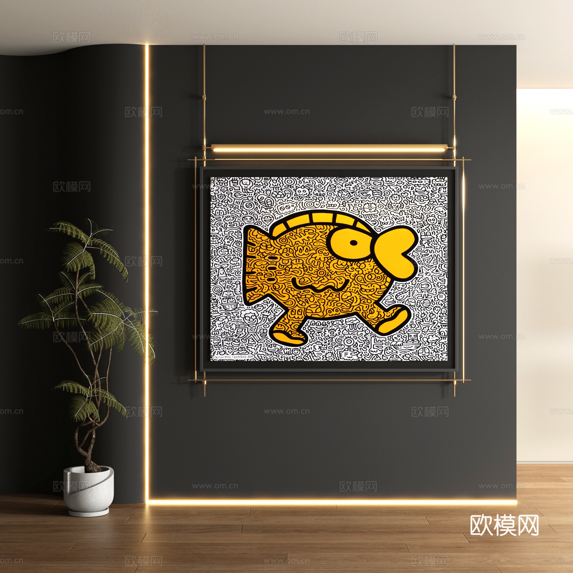 现代涂鸦装饰画3d模型