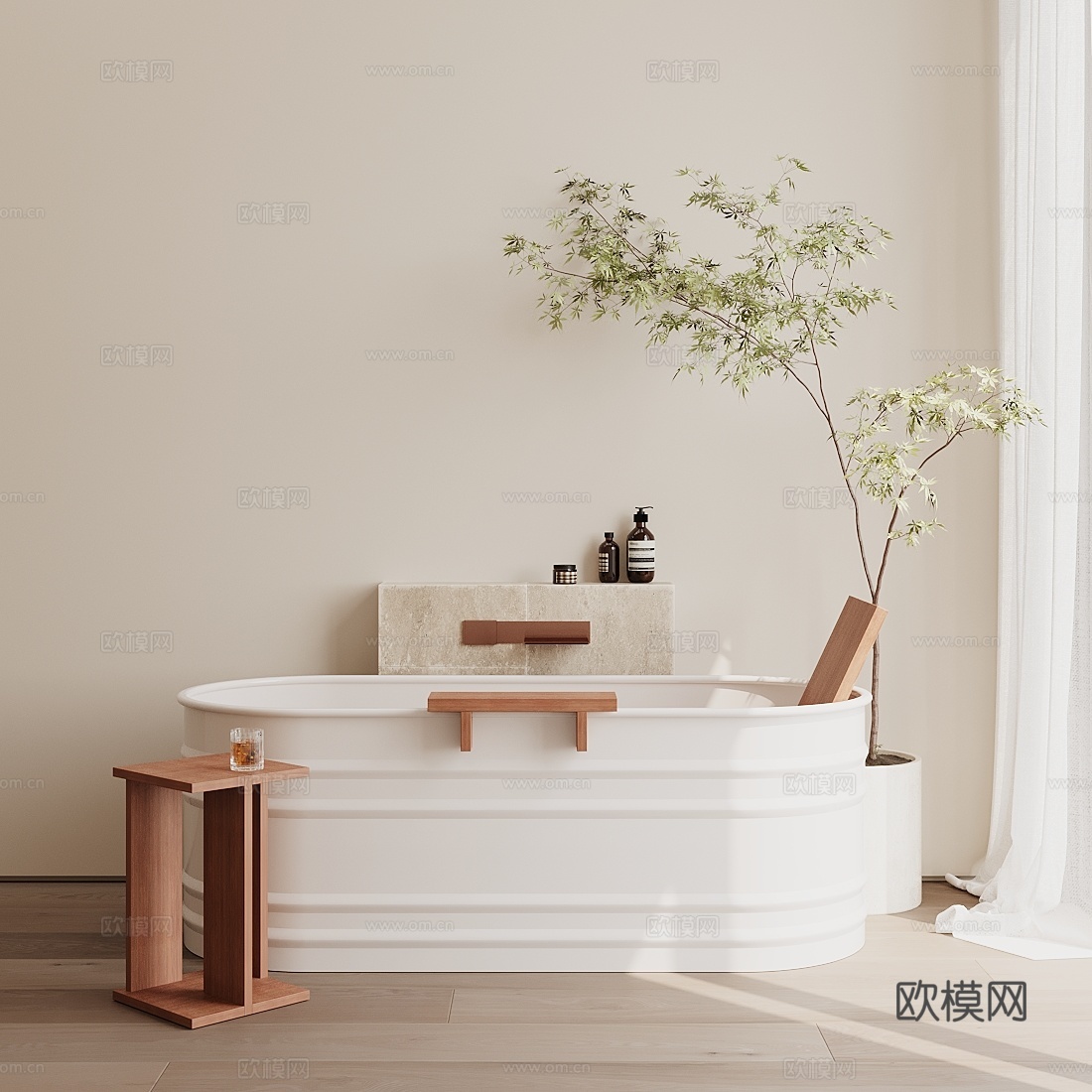 现代中古浴缸组合su模型