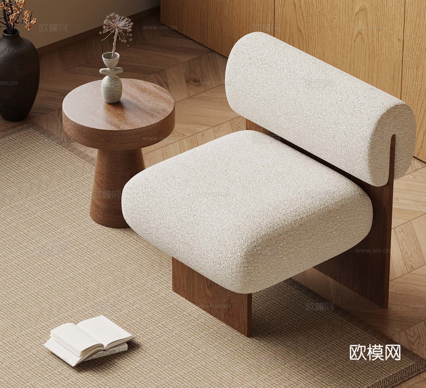 中古风沙发椅 休闲椅su模型