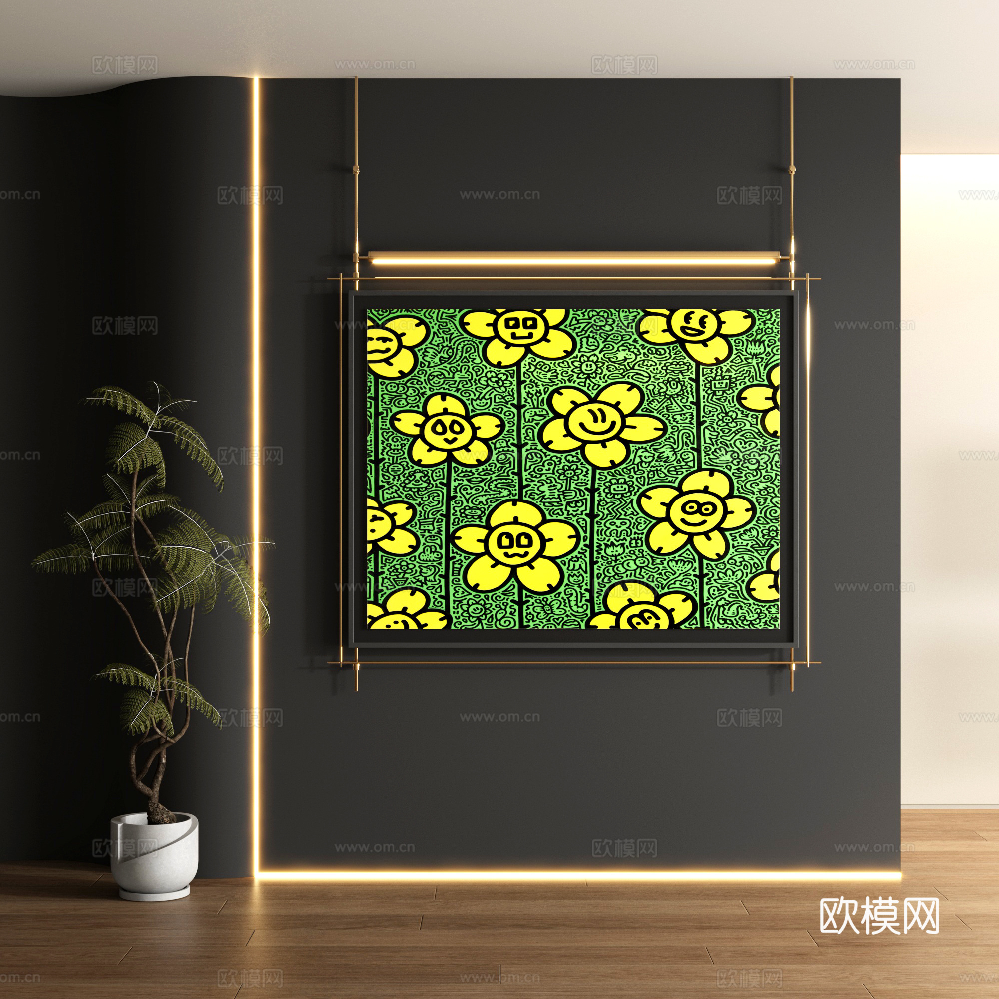 现代涂鸦装饰画3d模型