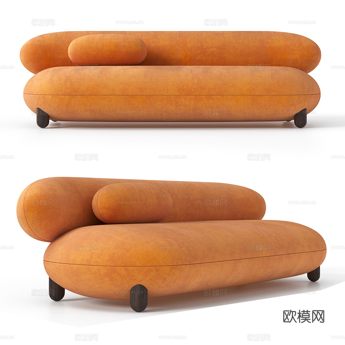现代简约双人沙发 双人沙发 简约沙发 客厅沙发 黄色沙发3d模型