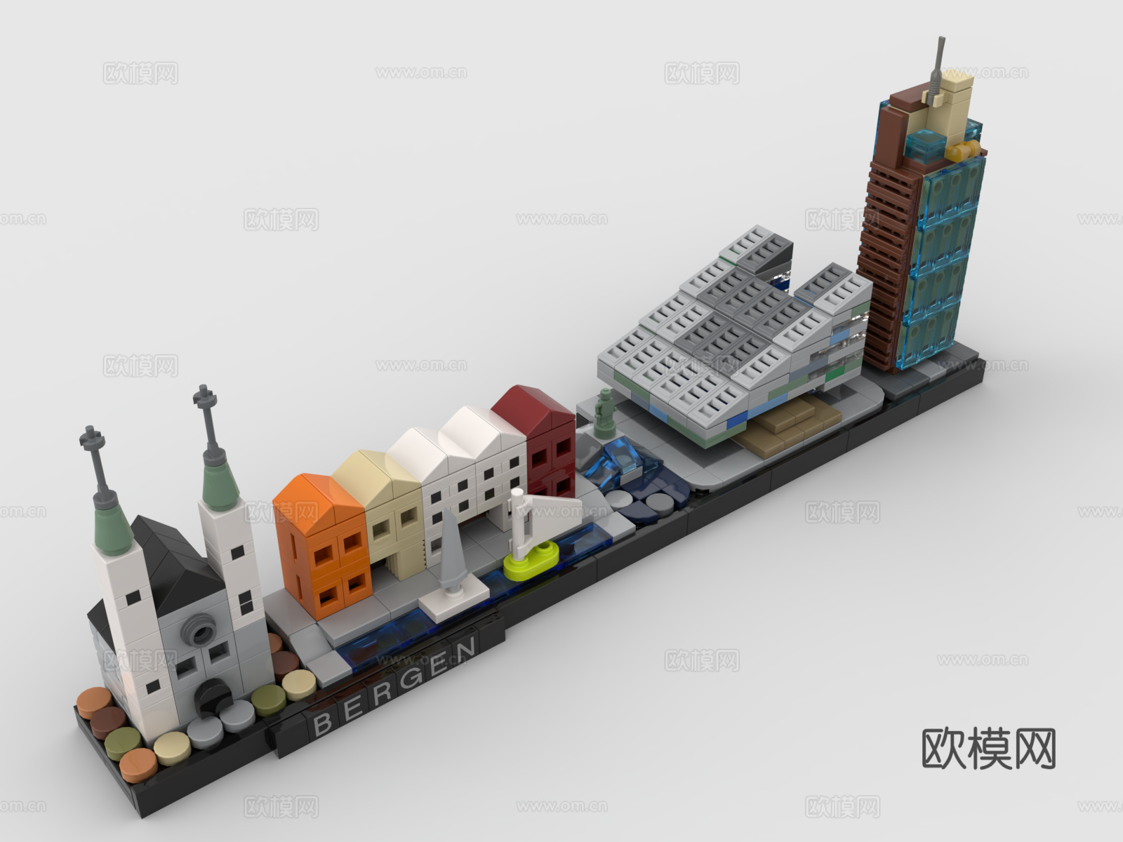 乐高 LEGO 玩具 积木 城市 天际线 卑尔根 Berge3d模型