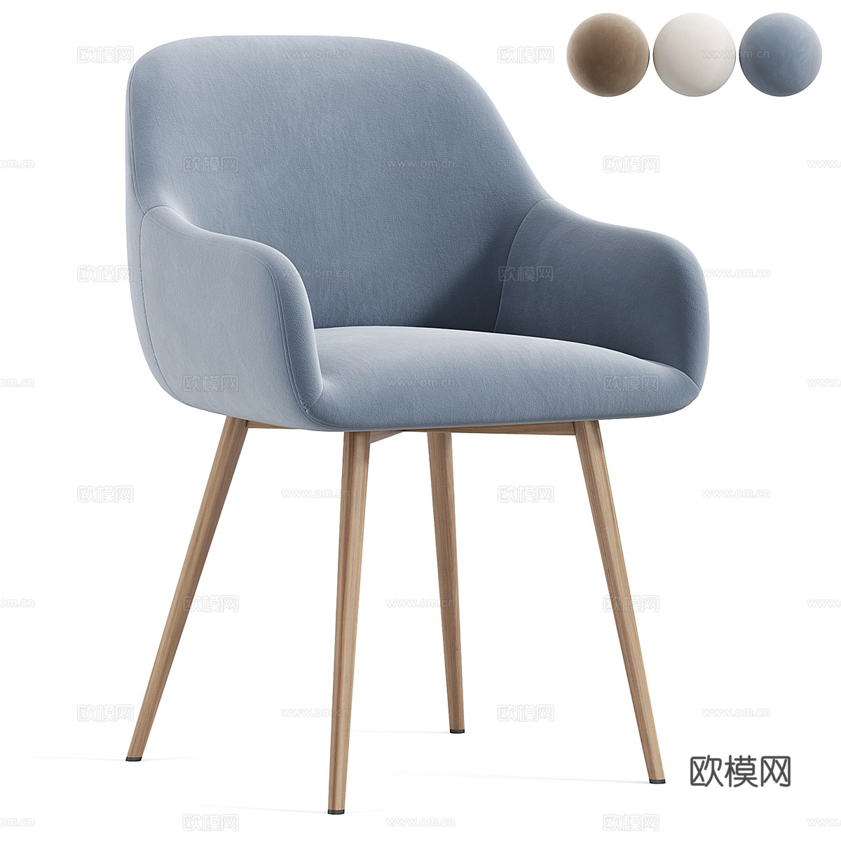 现代北欧原木椅子3d模型
