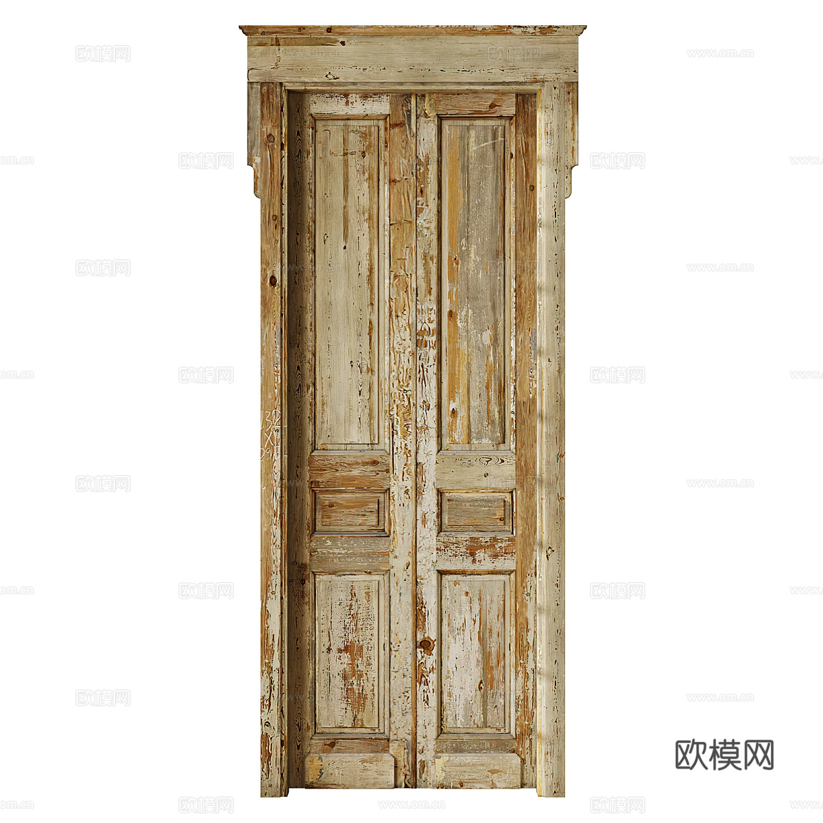 美式复古经典双开门 木门3d模型