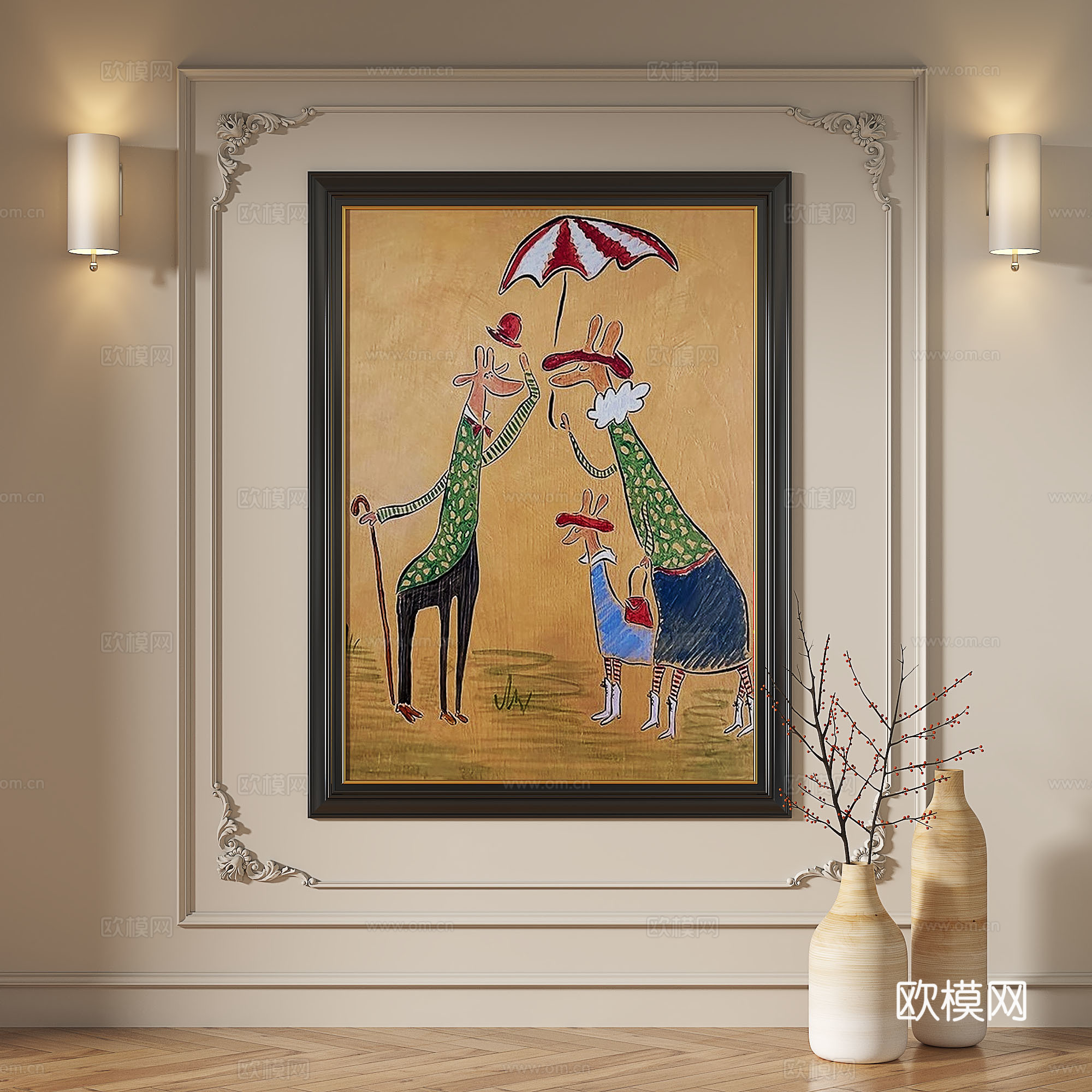 法式，复古，现代，欧式，中古，抽象，简约，轻奢，装饰画3d模型
