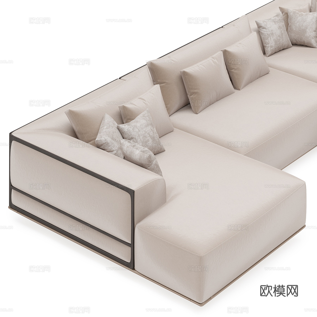 现代意式布艺休闲组合沙发3d模型