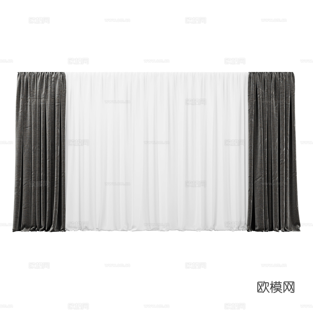 Baumann 现代布艺窗帘 极简窗帘 布艺窗帘 布帘 纱帘3d模型