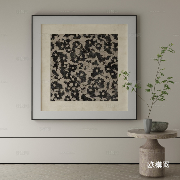 现代侘寂挂画 油画3d模型下载